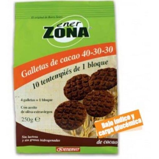 Comprar Enerzona Galletas de Cacao 40-30-30  Bolsa de 40 uds 250 gr- Aportan Hidratos de Carbono