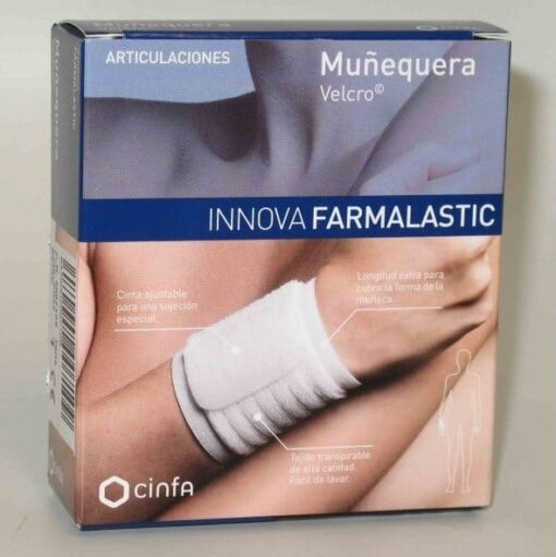 Comprar Muñequera Farmalastic Innova Velcro Beige T- Grande/ Extra Grande alivia el dolor causado en las articulaciones de la muñeca.