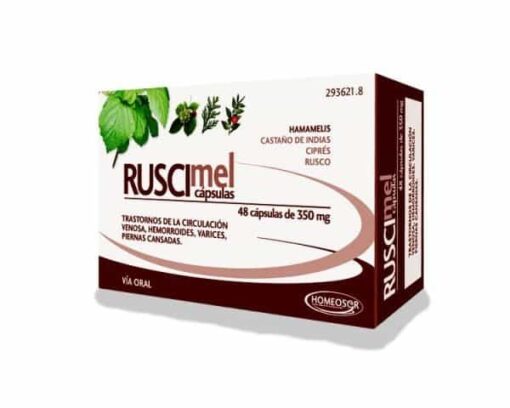 Comprar  Ruscimel Homeosor  350 mg 48 Cápsulas - Complemento Alimenticio para Trastornos de Circulación