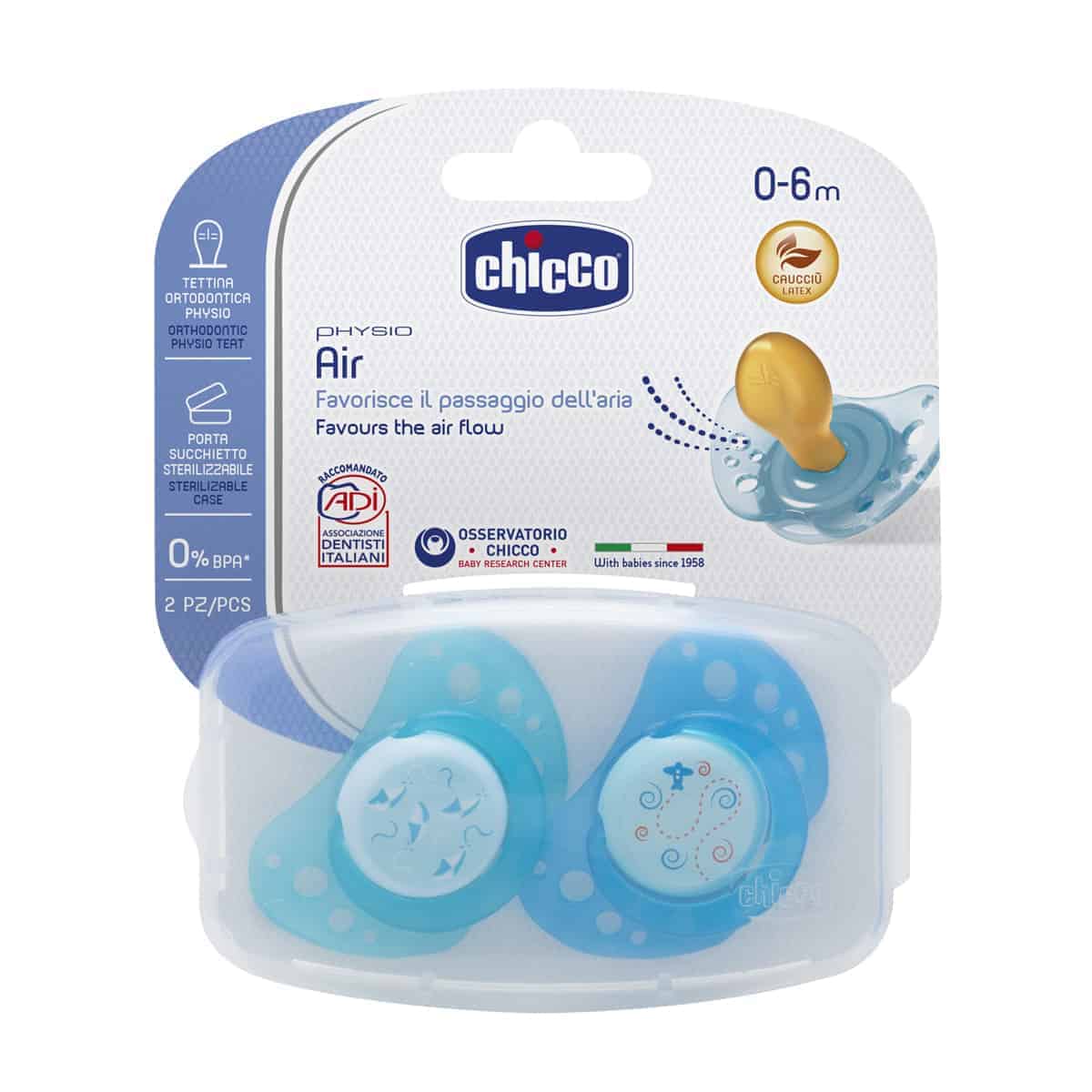 ▷ Comprar Chupete Chicco Physio Azul 0+ 2U